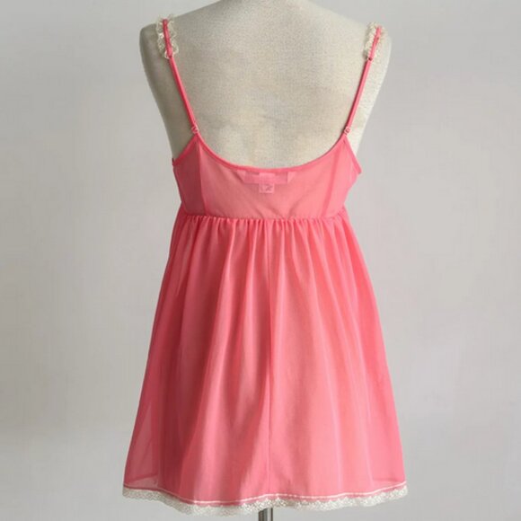 Sweet Starlet Vintage VICTORIA'S SECRET Sheer Bubblegum Pink Babydoll Chemise - Picture 4 of 16